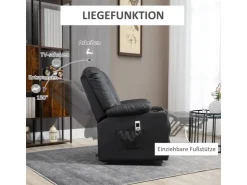 HOMCOM Massagesessel Kunstleder Stahl Schwarz 90L x 98B x 102H cm* Sessel