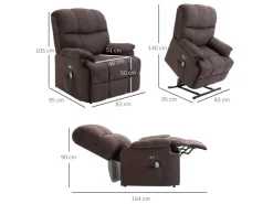 HOMCOM Massagesessel Polyester Holz Metall Schaumstoff Braun 83B x 95T x 105H cm