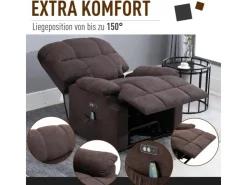 HOMCOM Massagesessel Polyester Holz Metall Schaumstoff Braun 83B x 95T x 105H cm