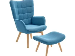 HOMCOM Ohrensessel mit Hocker für Wohnzimmer Kord 72L x 80B x 101H cm