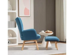 HOMCOM Ohrensessel mit Hocker für Wohnzimmer Kord 72L x 80B x 101H cm