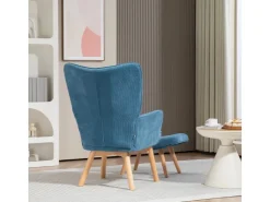 HOMCOM Ohrensessel mit Hocker für Wohnzimmer Kord 72L x 80B x 101H cm