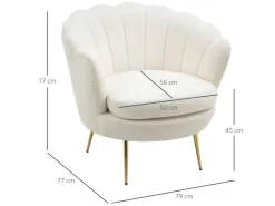 HOMCOM Polstersessel Polyester Schaumstoff Weiß 79L x 77B x 77H cm* Sessel