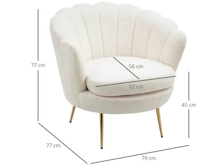 HOMCOM Polstersessel Polyester Schaumstoff Weiß 79L x 77B x 77H cm* Sessel