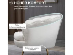 HOMCOM Polstersessel Polyester Schaumstoff Weiß 79L x 77B x 77H cm* Sessel