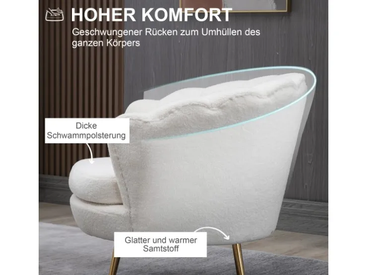 HOMCOM Polstersessel Polyester Schaumstoff Weiß 79L x 77B x 77H cm* Sessel