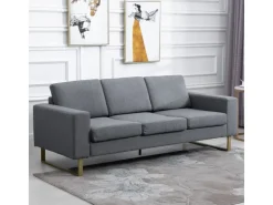 HOMCOM Polstersofa mit Kissen Armlehne Leinen 200 x 82 x 78 cm
