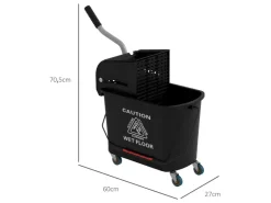 HOMCOM Putzwagen mit Wischmopp Kunststoff Schwarz 60L x 27B x 70,5H cm* Reinigung