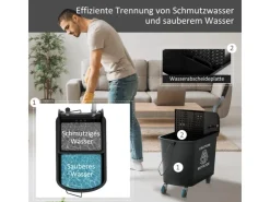 HOMCOM Putzwagen mit Wischmopp Kunststoff Schwarz 60L x 27B x 70,5H cm* Reinigung