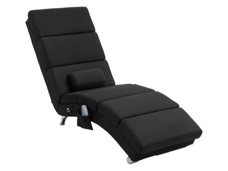HOMCOM Relaxliege mit Massagefunktion Polyester Stahl 168L x 56B x 84H cm Schwarz