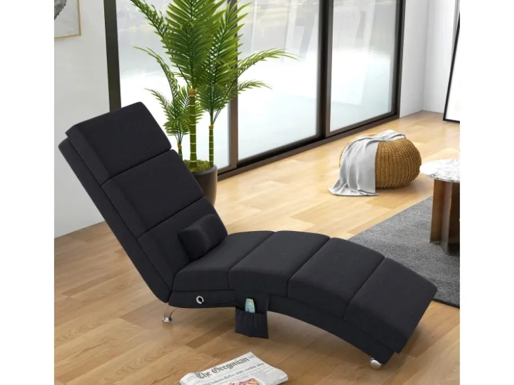HOMCOM Relaxliege mit Massagefunktion Polyester Stahl 168L x 56B x 84H cm Schwarz