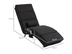 HOMCOM Relaxliege mit Massagefunktion Polyester Stahl 168L x 56B x 84H cm Schwarz