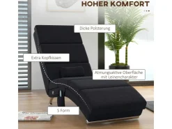HOMCOM Relaxliege mit Massagefunktion Polyester Stahl 168L x 56B x 84H cm Schwarz