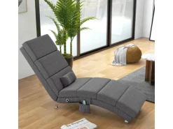 HOMCOM Relaxliege mit Massagefunktion Rückenlehne mit 5 Modi Kissen Dunkelgrau* Sessel