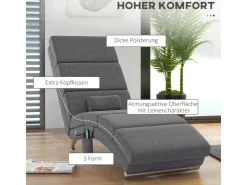 HOMCOM Relaxliege mit Massagefunktion Rückenlehne mit 5 Modi Kissen Dunkelgrau* Sessel