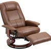 HOMCOM Relaxsessel Drehbar mit Liegefunktion Fußstütze Armlehne Kunstleder Braun* Sessel