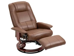 HOMCOM Relaxsessel Drehbar mit Liegefunktion Fußstütze Armlehne Kunstleder Braun* Sessel