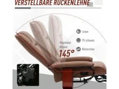 HOMCOM Relaxsessel Drehbar mit Liegefunktion Fußstütze Armlehne Kunstleder Braun* Sessel