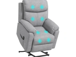 HOMCOM Relaxsessel Elektrisch mit Aufstehhilfe 5 Massagemodi Liegefunktion für Wohnzimmer Grau* Sessel