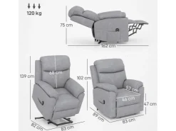HOMCOM Relaxsessel Elektrisch mit Aufstehhilfe 5 Massagemodi Liegefunktion für Wohnzimmer Grau* Sessel