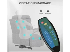 HOMCOM Relaxsessel Elektrisch mit Aufstehhilfe 5 Massagemodi Liegefunktion für Wohnzimmer Grau* Sessel