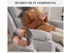 HOMCOM Relaxsessel Elektrisch mit Aufstehhilfe 5 Massagemodi Liegefunktion für Wohnzimmer Grau* Sessel
