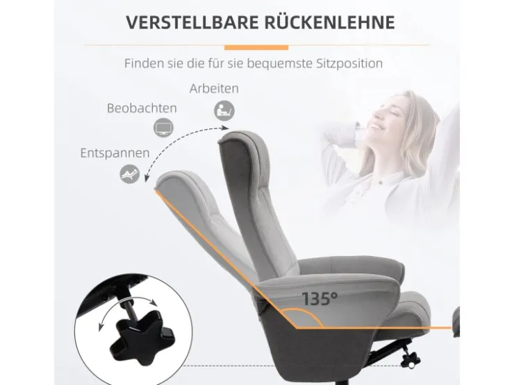 HOMCOM Relaxsessel mit Hocker Drehbar bis 150 kg Belastbar