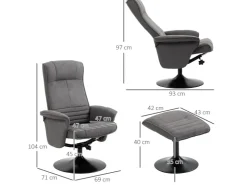 HOMCOM Relaxsessel mit Hocker Drehbar bis 150 kg Belastbar