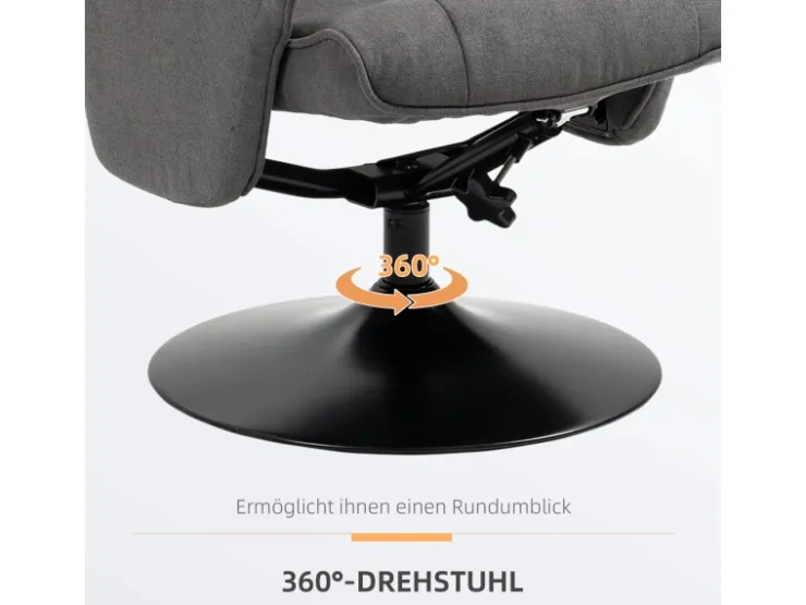 HOMCOM Relaxsessel mit Hocker Drehbar bis 150 kg Belastbar