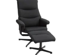 HOMCOM Relaxsessel mit Hocker Polyester Schwarz 74L x 81B x 102H cm