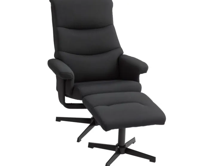 HOMCOM Relaxsessel mit Hocker Polyester Schwarz 74L x 81B x 102H cm