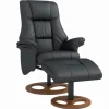 HOMCOM Relaxsessel mit Hocker 130 Grad Neigbar Kunstleder Schwarz 77 x 89 x 110 cm* Sessel|Hocker