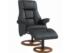 HOMCOM Relaxsessel mit Hocker 130 Grad Neigbar Kunstleder Schwarz 77 x 89 x 110 cm* Sessel|Hocker