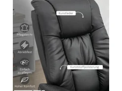 HOMCOM Relaxsessel mit Hocker 130 Grad Neigbar Kunstleder Schwarz 77 x 89 x 110 cm* Sessel|Hocker