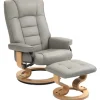 HOMCOM Relaxsessel mit Hocker Drehbar mit Liegefunktion Belatbar Kunstleder Grau* Sessel