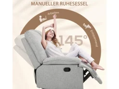 HOMCOM Relaxsessel mit Liegefunktion Fußstütze Taschenfederkern* Sofas