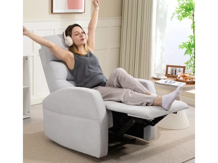 HOMCOM Relaxsessel mit Liegefunktion Polyester 76L x 93B x 103H cm Hellgrau
