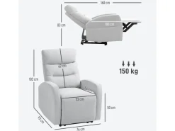 HOMCOM Relaxsessel mit Liegefunktion Polyester 76L x 93B x 103H cm Hellgrau