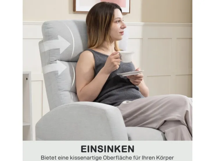 HOMCOM Relaxsessel mit Liegefunktion Polyester 76L x 93B x 103H cm Hellgrau