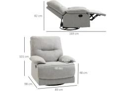 HOMCOM Relaxsessel mit Liegefunktion Leinenoptik Federkernsystem* Sessel