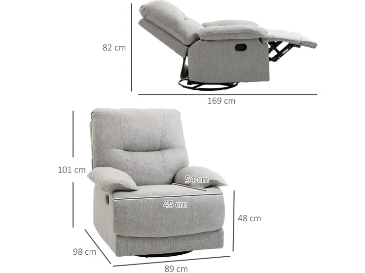 HOMCOM Relaxsessel mit Liegefunktion Leinenoptik Federkernsystem* Sessel