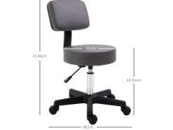 HOMCOM Rollhocker Höhenverstellbar mit Lehne Ø35 x 72-84 cm* Hocker
