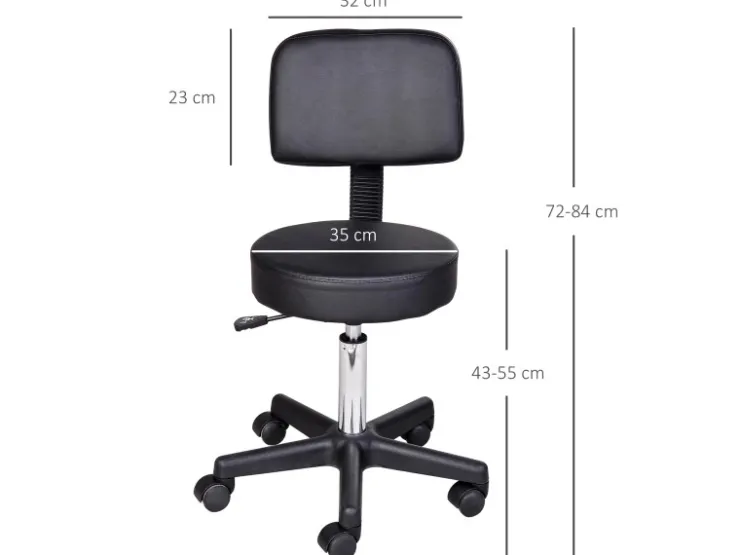 HOMCOM Rollhocker mit 5 Rollen Ø35 x 72-84 cm* Hocker