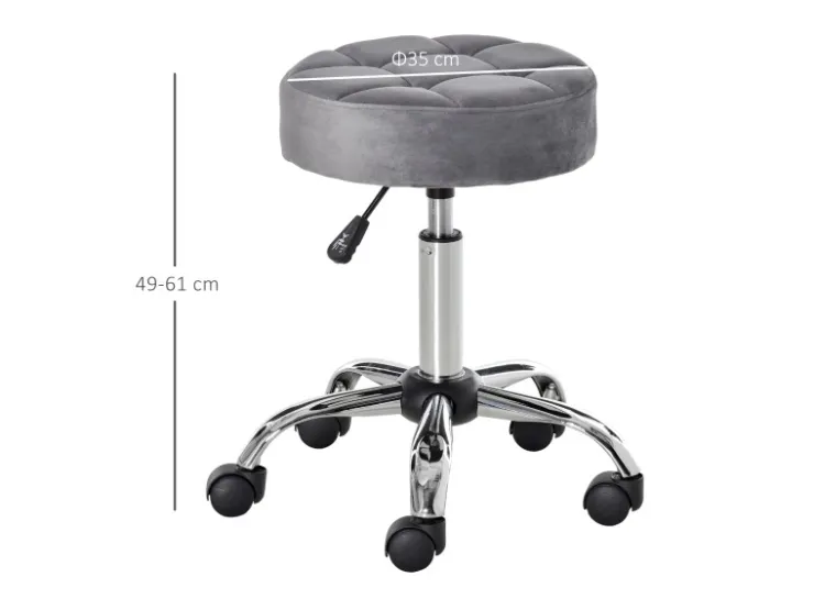 HOMCOM Salonstuhl mit Rädern Drehbar 35 x 35 x 49-61cm