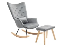 HOMCOM Schaukelsessel mit Hocker Samt Dunkelgrau 66L x 96B x 101H cm* Hocker