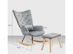 HOMCOM Schaukelsessel mit Hocker Samt Dunkelgrau 66L x 96B x 101H cm* Hocker