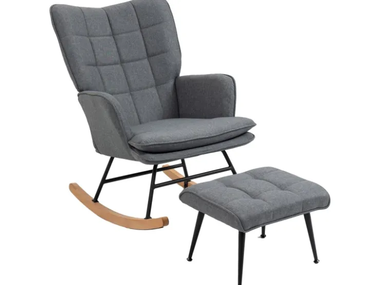 HOMCOM Schaukelstuhl mit Hocker* Hocker