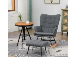 HOMCOM Schaukelstuhl mit Hocker* Hocker