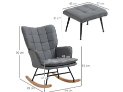 HOMCOM Schaukelstuhl mit Hocker* Hocker
