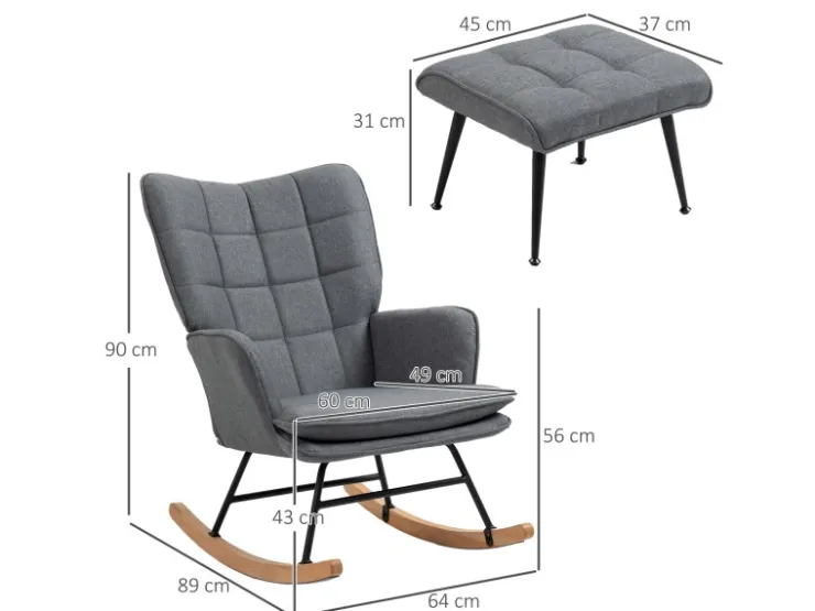 HOMCOM Schaukelstuhl mit Hocker* Hocker